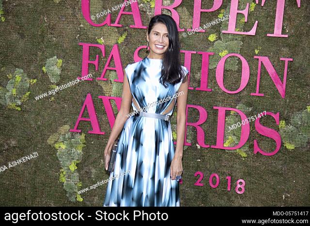 Green carpet Fashion Awards 2018. In the picture:Goga Ashkenazi. An enchanted forest has invaded this year Piazza della Scala
