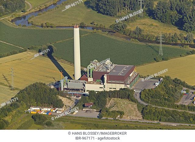 Aerial picture, refuse incineration plant, waste disposal site, Hamm, Ruhr area, North Rhine-Westphalia, Germany, Europe
