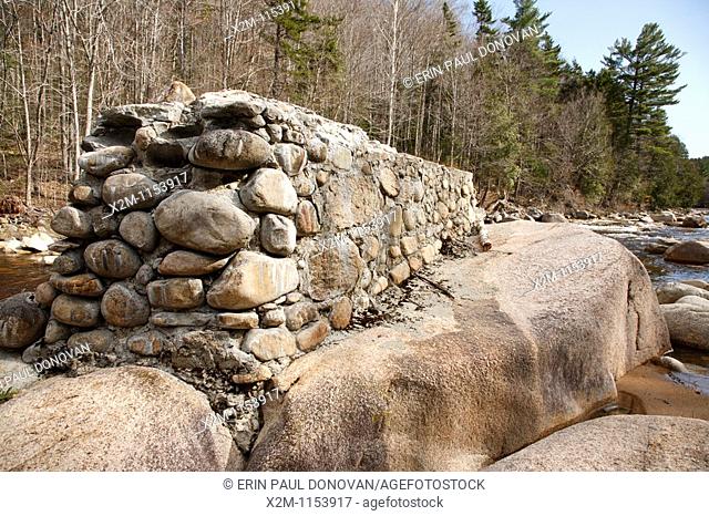 Pemigewasset Wilderness - Remnants of Trestle 17 along the East Branch of the Pemigewasset River in Lincoln, New Hampshire USA  Testle 17 was located along the...