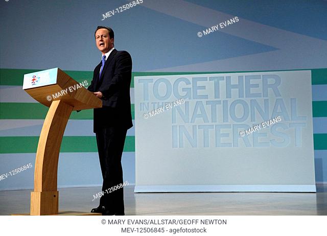 David Cameron MP British Prime Minister Conservative Party Conference 2010 The ICC, Birmingham, England 06 October 2010