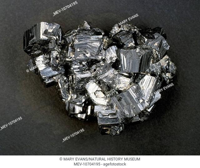 A specimen of the mineral stephanite (silver antimony sulphide). This mineral high in silver content was named after Victor Stephan, once an Archduke of Austria