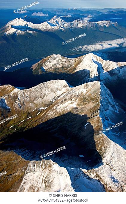 Aerial photography, Bowron Lake Park, Cariboo Mountains, British Columbia, Canada