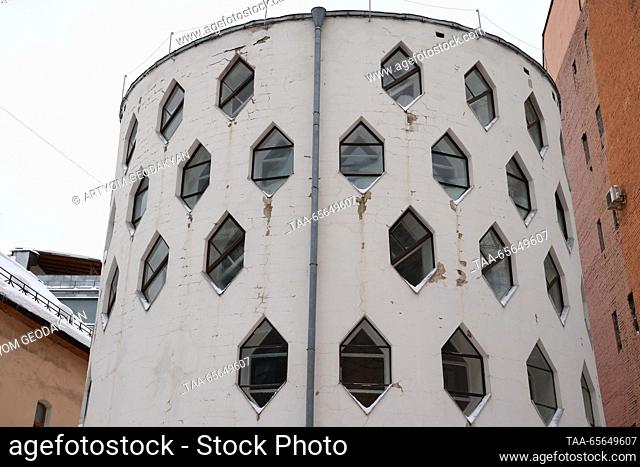 RUSSIA, MOSCOW - DECEMBER 11, 2023: The Melnikov House, a state museum dedicated to Soviet architect Konstantin Melnikov (1890-1974) and his son