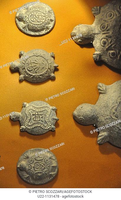 Malacca (Malaysia): ancient coins, turtle-shaped, at the History and Ethnography Museum