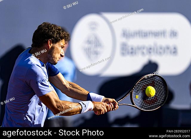 Pablo Carreno of Spain in action during the final match of the Barcelona Open Banc Sabadell tennis match at the Real Club de Tenis Barcelona on April 24