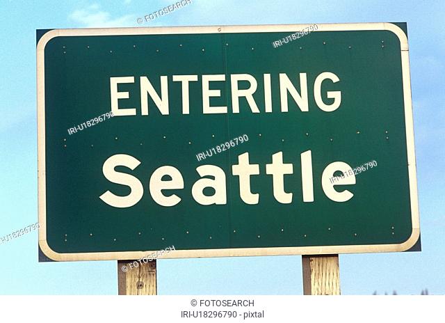 Sign at entrance to Seattle, WA