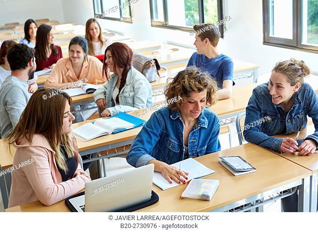 Students sitting at desk in classroom