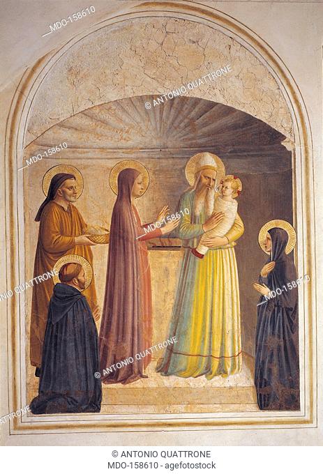The Presentation in the Temple, by Guido di Pietro (Piero) known as Beato Angelico, 1438 - 1446 about, 15th Century, curved fresco, cm 158 x 136