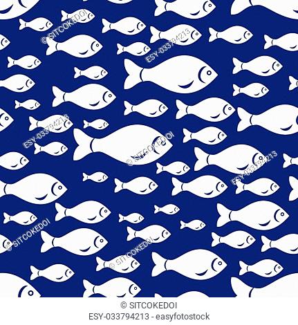 White fish pattern wallpaper seamless vector style