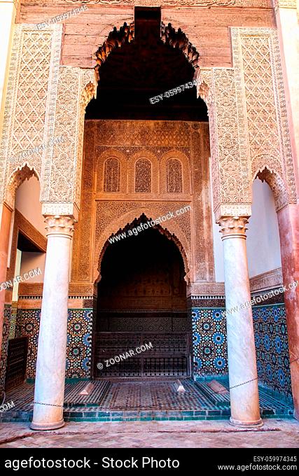 The Saadian tombs mausoleum in Marrakech built by sultan Ahmad al-Mansur in Morocco, Africa