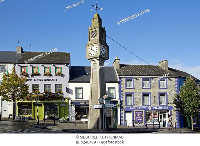 Clock tower, Westport, County Mayo, Ireland, Europe, PublicGround