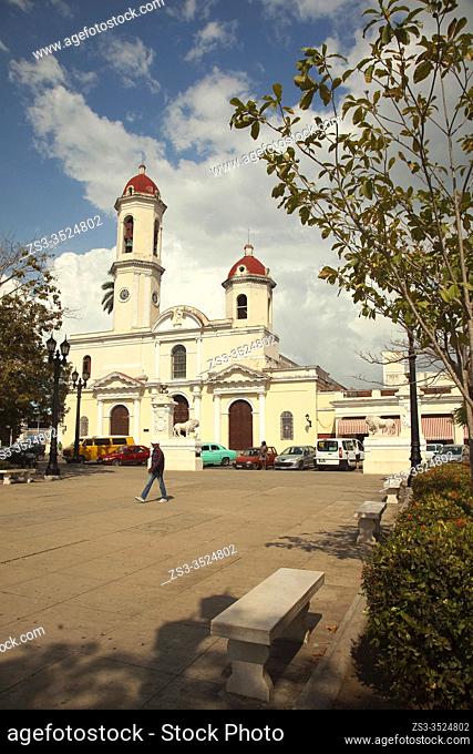 View to the Purisima Concepcion Cathedral in Jose Marti Park at the historic center, Cienfuegos, Cienfuegos Province, Cuba, West Indies, Central America