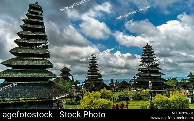 Roofs in Pura Besakih Temple in Bali Island, Indonesia