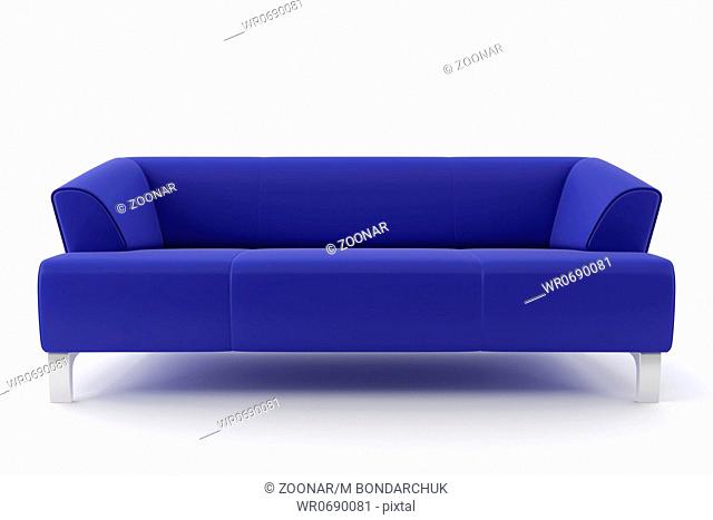 3d blue sofa isolated on white background