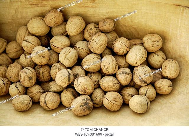 Germany, Upper Bavaria, Munich, Close up of pile of walnuts