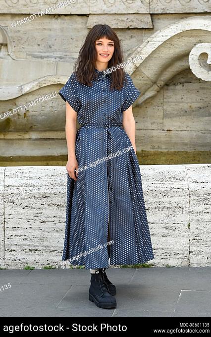 Italian actress Carlotta Antonelli, in Dior dresses, at photocall of the film Morrison. Rome (Italy), May 17th, 2021