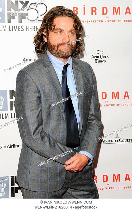 52nd New York Film Festival Closing Night Gala Presentation of ""BIRDMAN: OR THE UNEXPECTED VIRTUE OF IGNORANCE"" - Red Carpet Arrivals Featuring: Zach...