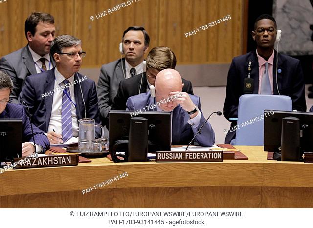 United Nations, New York, USA, August 02 2017 - Vassily Alekseevich Nebenzia, new Permanent Representative of the Russian Federation to the United Nations...