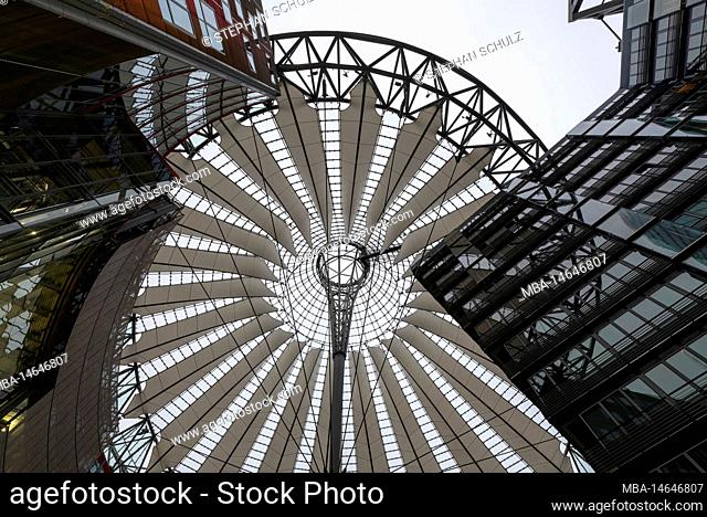 Open roof construction, Sony Center, Berlin, Germany