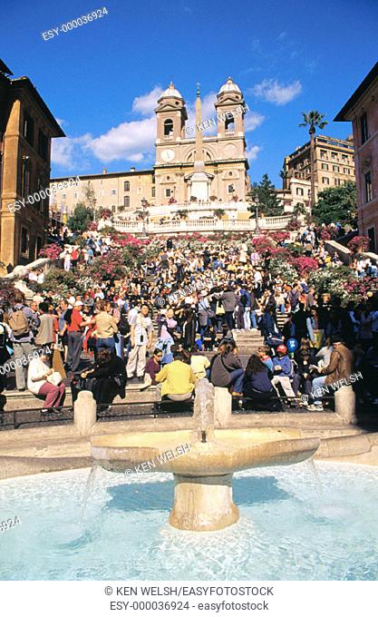 Piazza di Spagna and Church of Trinita dei Monti. Rome. Italy