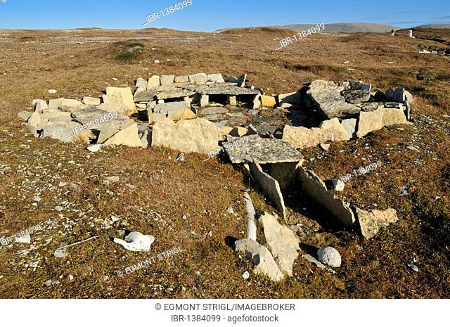 Historic remains of a Inuit house from the Thule culture, Resolute Bay, Cornwallis Island, Northwest Passage, Nunavut, Canada, Arctic