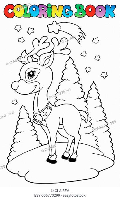 Coloring book Christmas reindeer 2