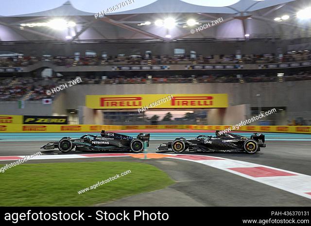 #63 George Russell (GBR, Mercedes-AMG Petronas F1 Team), #77 Valtteri Bottas (FIN, Alfa Romeo F1 Team Stake), F1 Grand Prix of Abu Dhabi at Yas Marina Circuit...