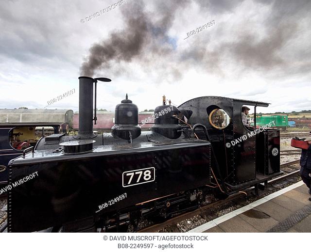 Baldwin vintage steam locomotive on the Golden Valley Light Railway, near ripley, Derbyshire, UK