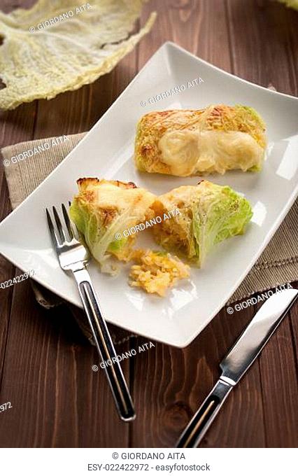 Roulade of cabbage and rice