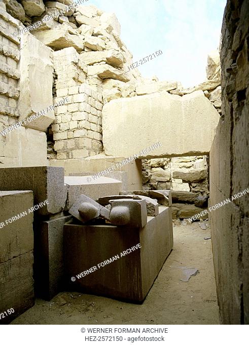 The burial chamber at Abusir of Ptah - Shepses, the vizier of Neuserre. Country of Origin: Egypt. Culture: Ancient Egyptian. Date/Period: Old Kingdom