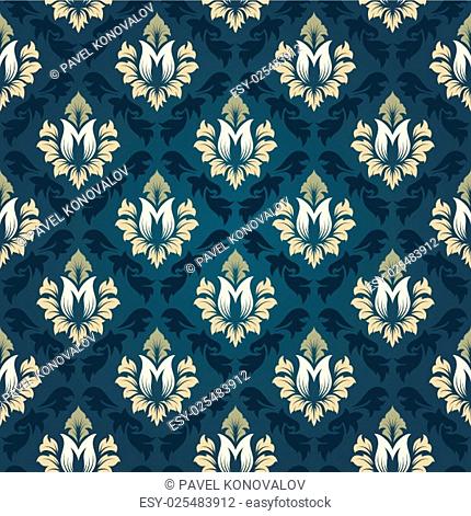Colorful seamless damask ornate pattern