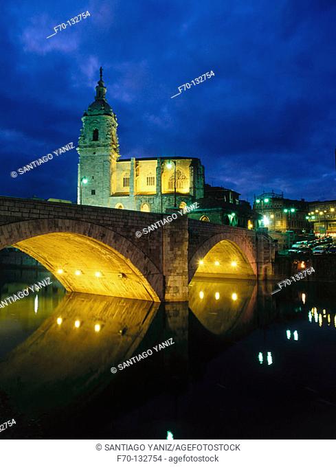 St. Anton church and bridge. Bilbao. Biscay. Basque Country. Spain