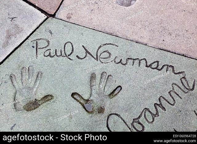 Paul Newman signature and handprints Hollywood