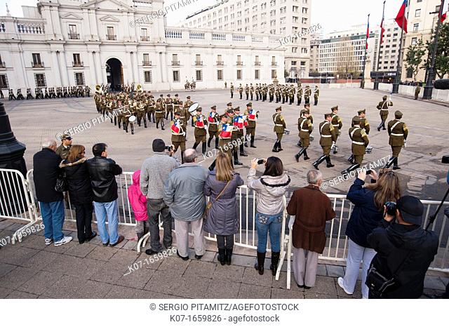 Changing of the Guard at Palacio de la Moneda, Santiago, Chile