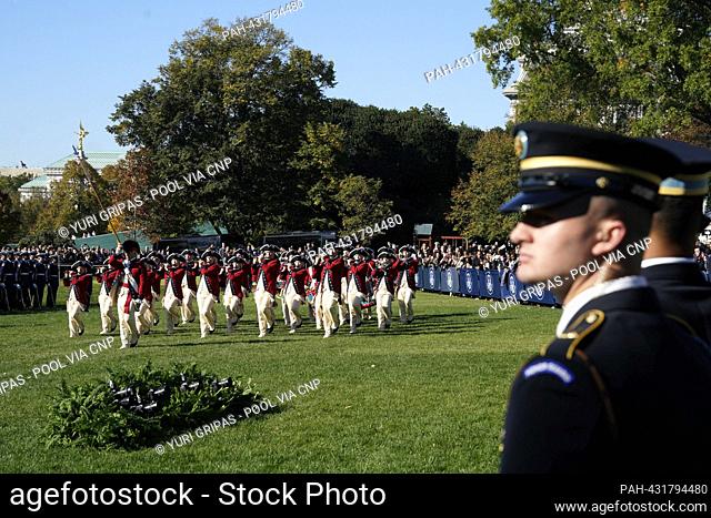 The Old Guard Fife and Drum Corps performs ad United States President Joe Biden and first lady Dr. Jill Biden welcome Prime Minister Anthony Albanese of...