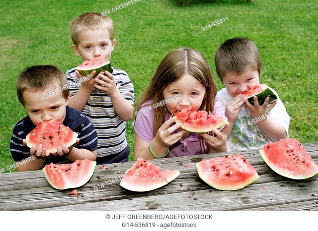 Virginia, Hamilton, City Park, children, watermelon