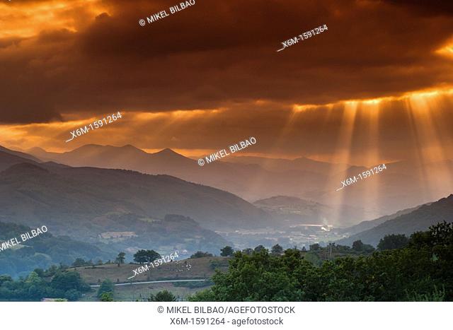 Clouds and sunbeams  Baztan valley, Navarre, Spain