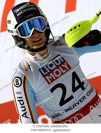 Lena Duerr of Germany reacts after the womens slalom at the Alpine Skiing World Championships in Vail - Beaver Creek, Colorado, USA, 14 February 2015
