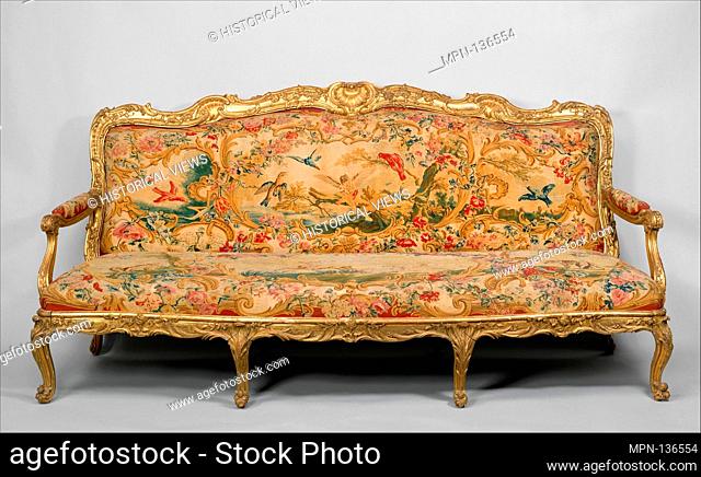 Settee (part of a set). Artist: Frame by Nicolas-Quinibert Foliot (1706-1776, warden 1750/52); Factory: Tapestry by Beauvais; Factory director: after designs by...