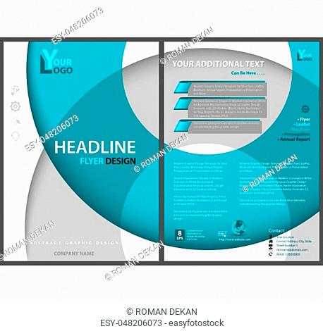 Flyer Template with Circles and 3D Shadows - Abstract Background with Front and Back Page for Your Commercial Use, Vector