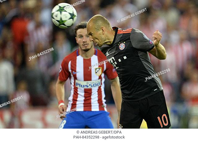 Munich's Arjen Robben in action during the Champions League Group D soccer match between Atletico Madrid and Bayern Munich at the Vicente Calderon stadium in...