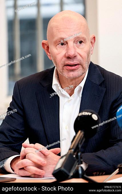 former Walloon parliament clerk Frederic Janssens pictured during a press conference of the head clerk of the Walloon parliament, in Namur