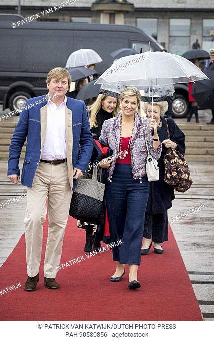 King Willem-Alexander, Queen Maxima, Princess Beatrix and Princess Mabel of The Netherlands attends the 80th birthday lunch of King Harald and Queen Sonja of...