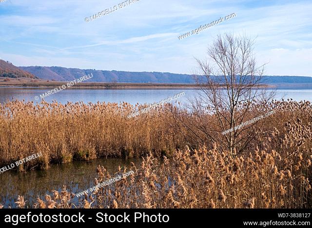 view of vico lake, province of viterbo, lazio, italy