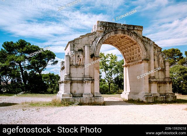 Les Antiques monument which is a part of Glanum archaeological site near Saint Remy de Provence in France. Europe