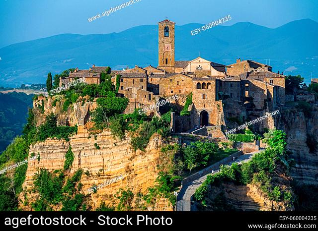 The ancient village of Civita di Bagnoregio, also called the diying city, in the region of Tuscia, Italy