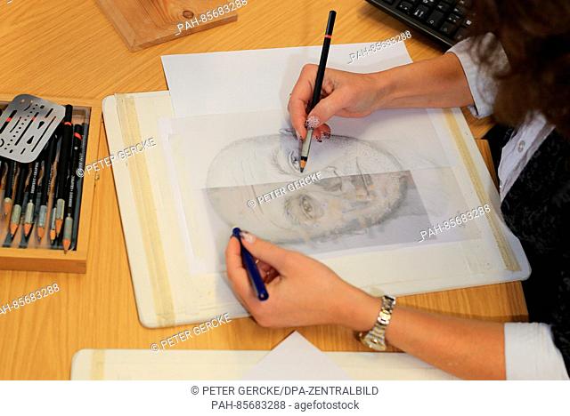 The drawing of a identikit picture at the state criminal police agency in Magdeburg, Germany, 15 November 2016. The dead body of the unknown person was found in...
