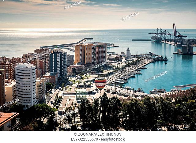 Aerial view of Malaga port. Spain