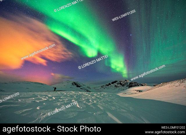 Aurora over the mountains, Finnmark, Norway