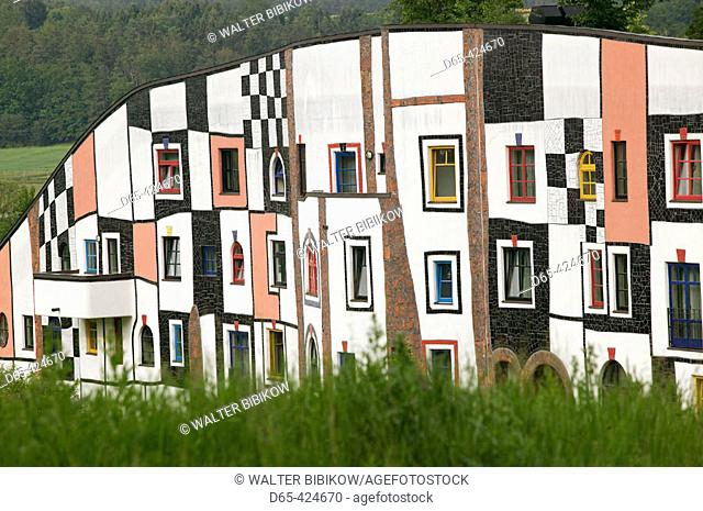 Rogner-Bad Blumau Hotel (b.1997) designed by Friedensreich Hundertwasser. Window Detail. Bad Blumau. Styria (Stiermark). Austria. 2004